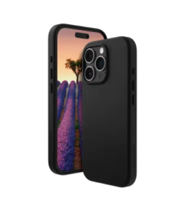 Side and front view of dbramante1928 Roskilde Case in Black for iPhone 16 Pro