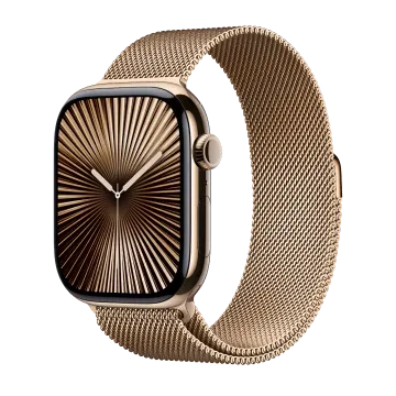 Apple Watch Series 10 in Gold Titanium with Milanese loop band