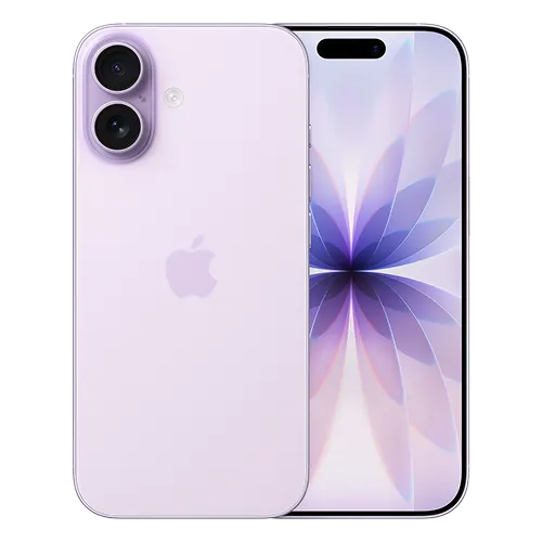 Front and back view of iPhone 17 in Lavender.