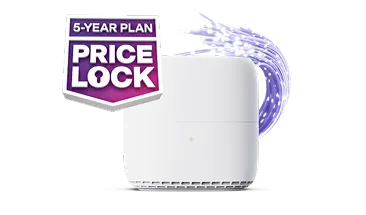 A TELUS modem next to the 5-Year Plan Price Lock badge.