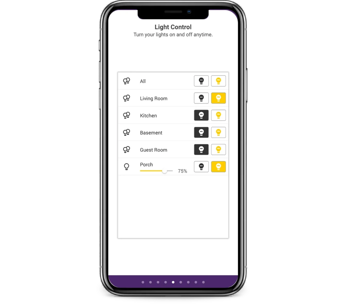 SmartHome App light control screen