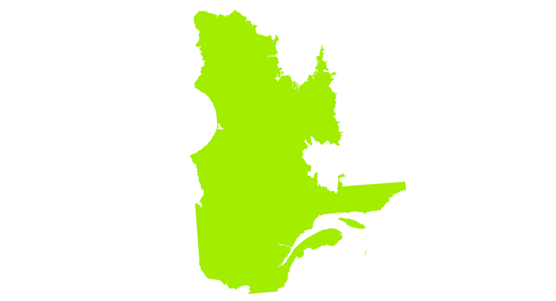 A simplified map of the province of Quebec is shown.