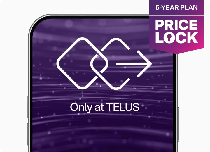 Phone graphic with Price Lock badge; “Only at TELUS”.