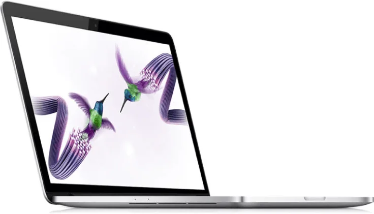 The screen on an open laptop shows two hummingbirds, signifying the fast upload and download speeds of TELUS internet.