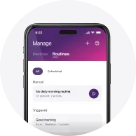 Un téléphone intelligent avec l’application Maison connectée+ ouverte.