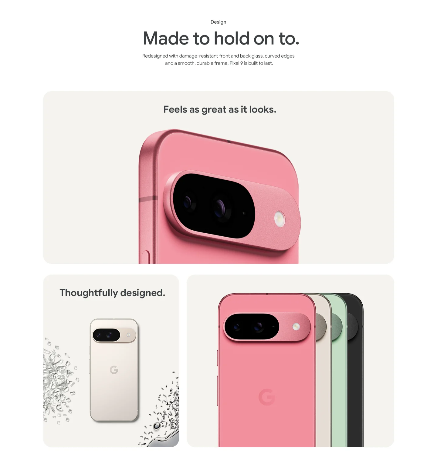 An image showing the durable and comfortable design of the Google Pixel 9.
