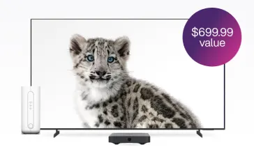 A TV, digital box and TELUS modem. A roundel on the right reads “$699.99 value”.