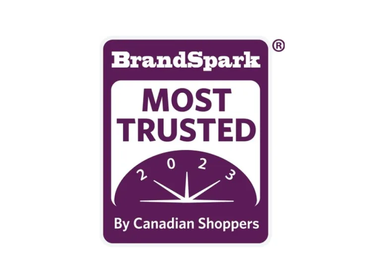 Logo BrandSpark® Canadian Trust Study. The logo reads “Most trusted by Canadian shoppers.”