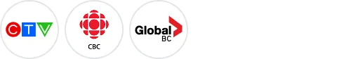 Logos de CTV, CBC, Global TV