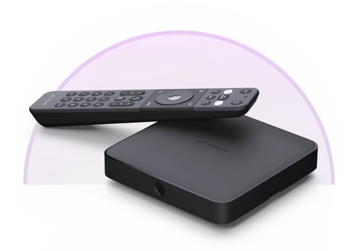 Image of TELUS Optik TV remote and TELUS TV Digital Box