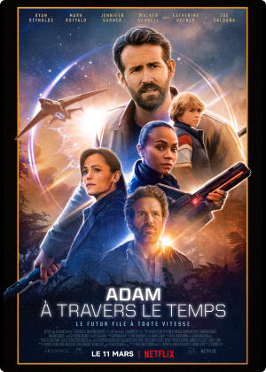Une affiche promotionnelle de Adam à travers le temps, un film Netflix Original.