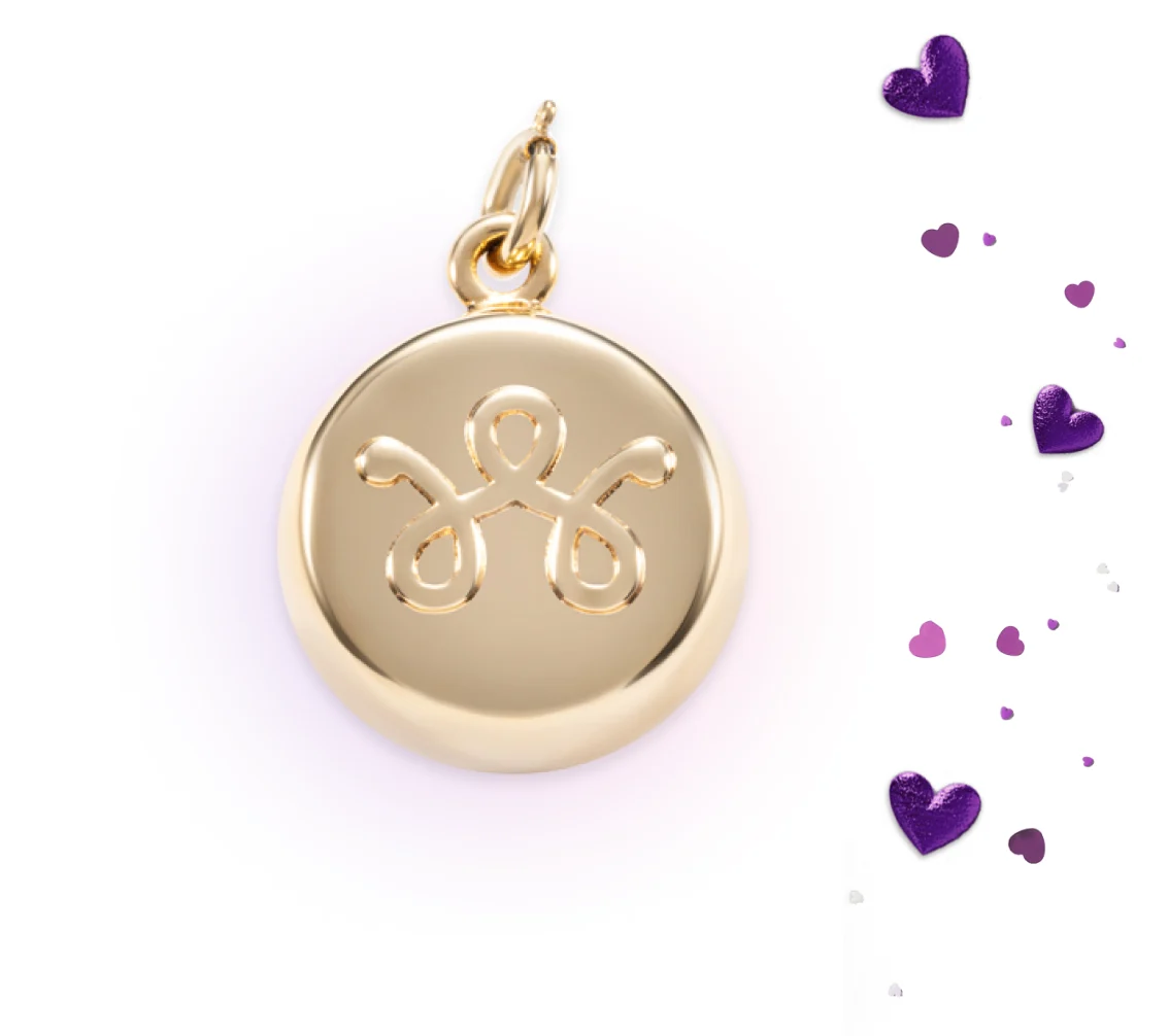 A gold SmartWear Security Charm.