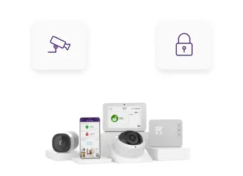 An assortment of home security cameras and devices.