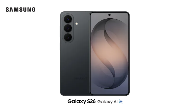 The front and back view of Galaxy S26.