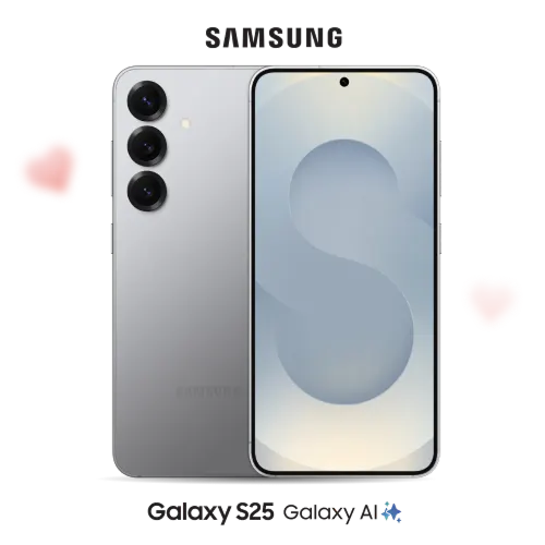 Front and back view of the Galaxy S25