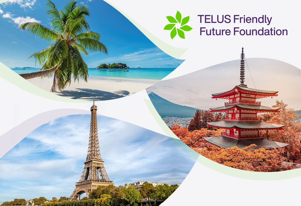 An image showcasing TELUS Dream Vacation raffle destinations.