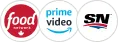 An image showing Food Network, Prime Video and Sportsnet logos.