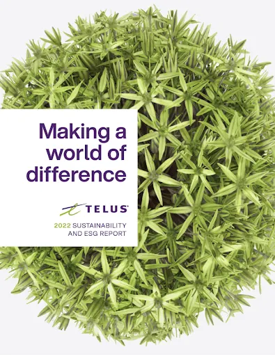 The cover of the 2022 TELUS Sustainability and ESG Report