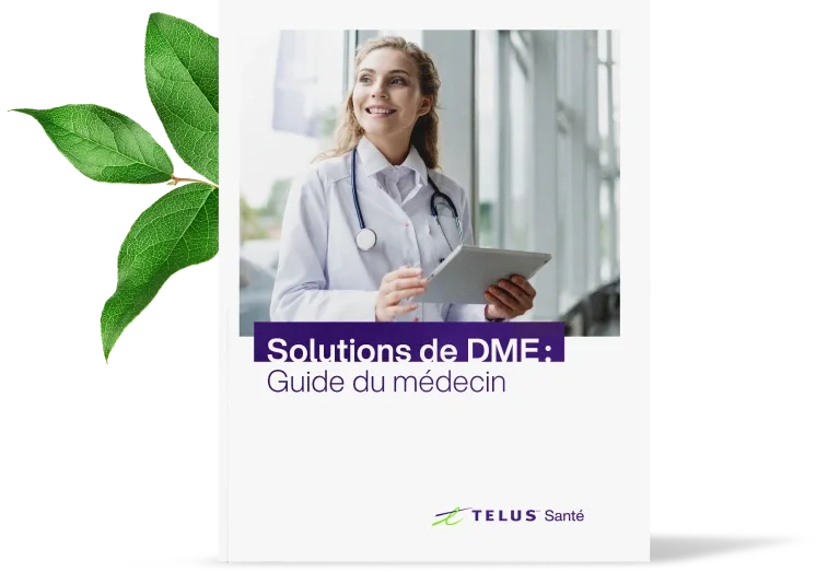 une couverture de livre intitulée Solutions de DME: Guide du médecin