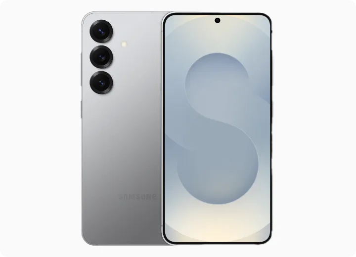 Front and back views of the Samsung Galaxy S25.