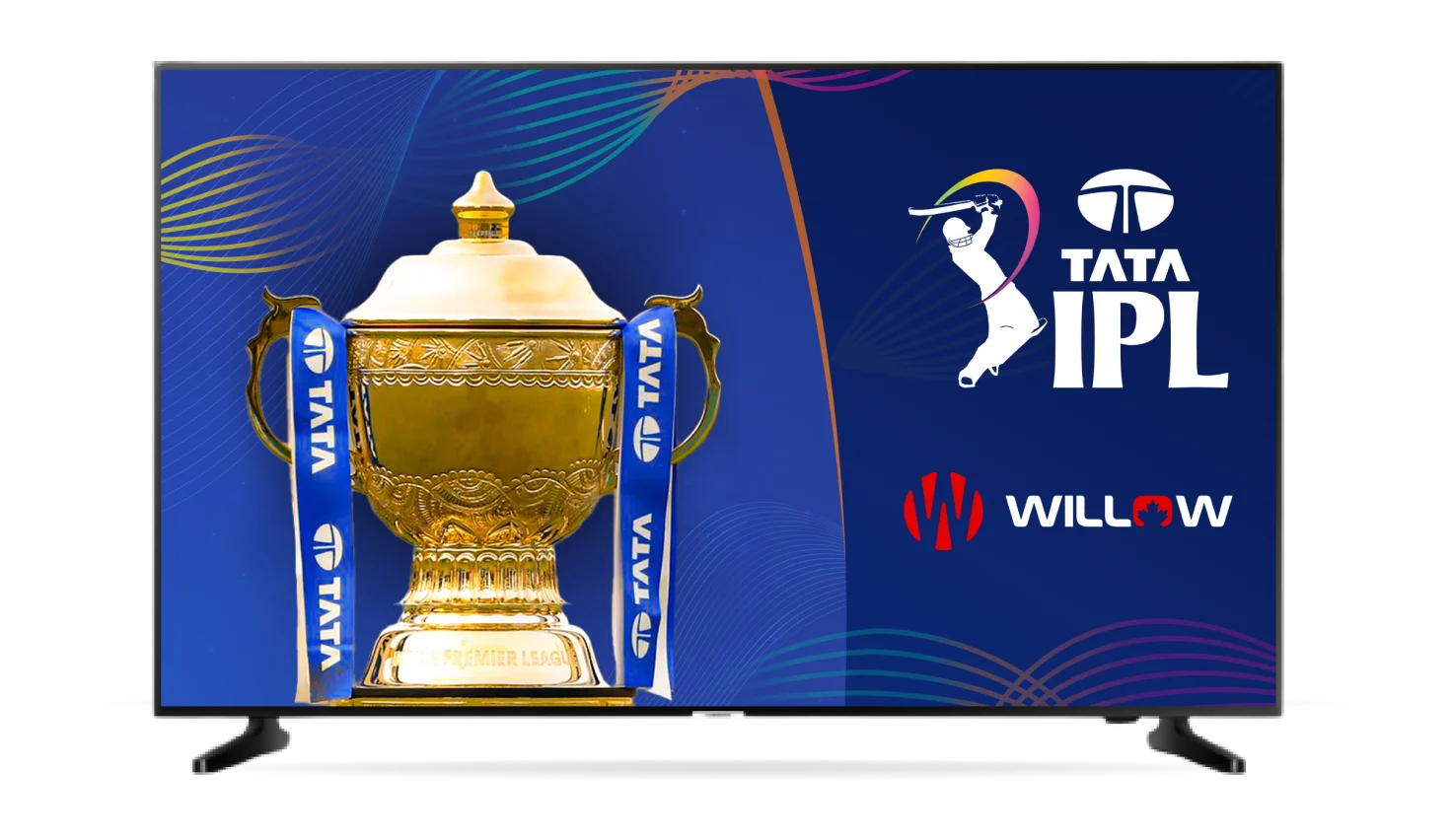 On a television screen, the Indian Premier League logo is displayed, marking the commencement of this year's tournament.
