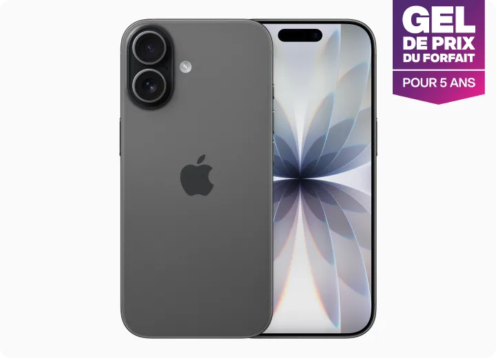 iPhone 17. Un badge indique «Gel de prix du forfait pour 5 ans».