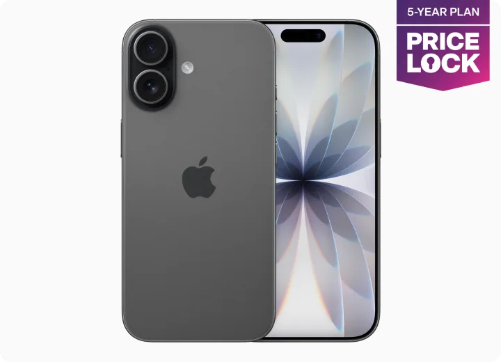 iPhone 17. A badge reads “5 Year rate plan price lock”.