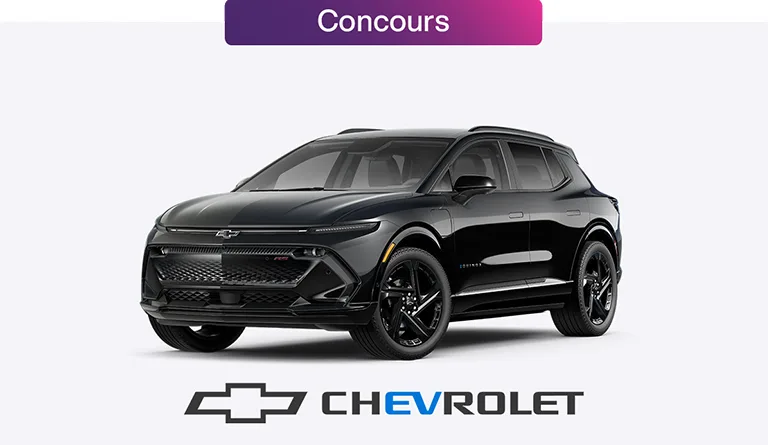 Image du Chevrolet Equinox EV 2RS 2024 avec le mot « Concours » en haut au centre et le logo de Chevrolet en bas au centre.