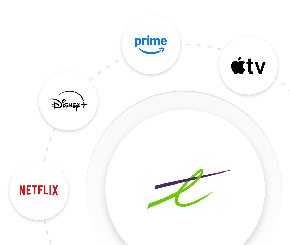 Logos de TELUS, Netflix, Disney+, Prime Video et Apple TV+.
