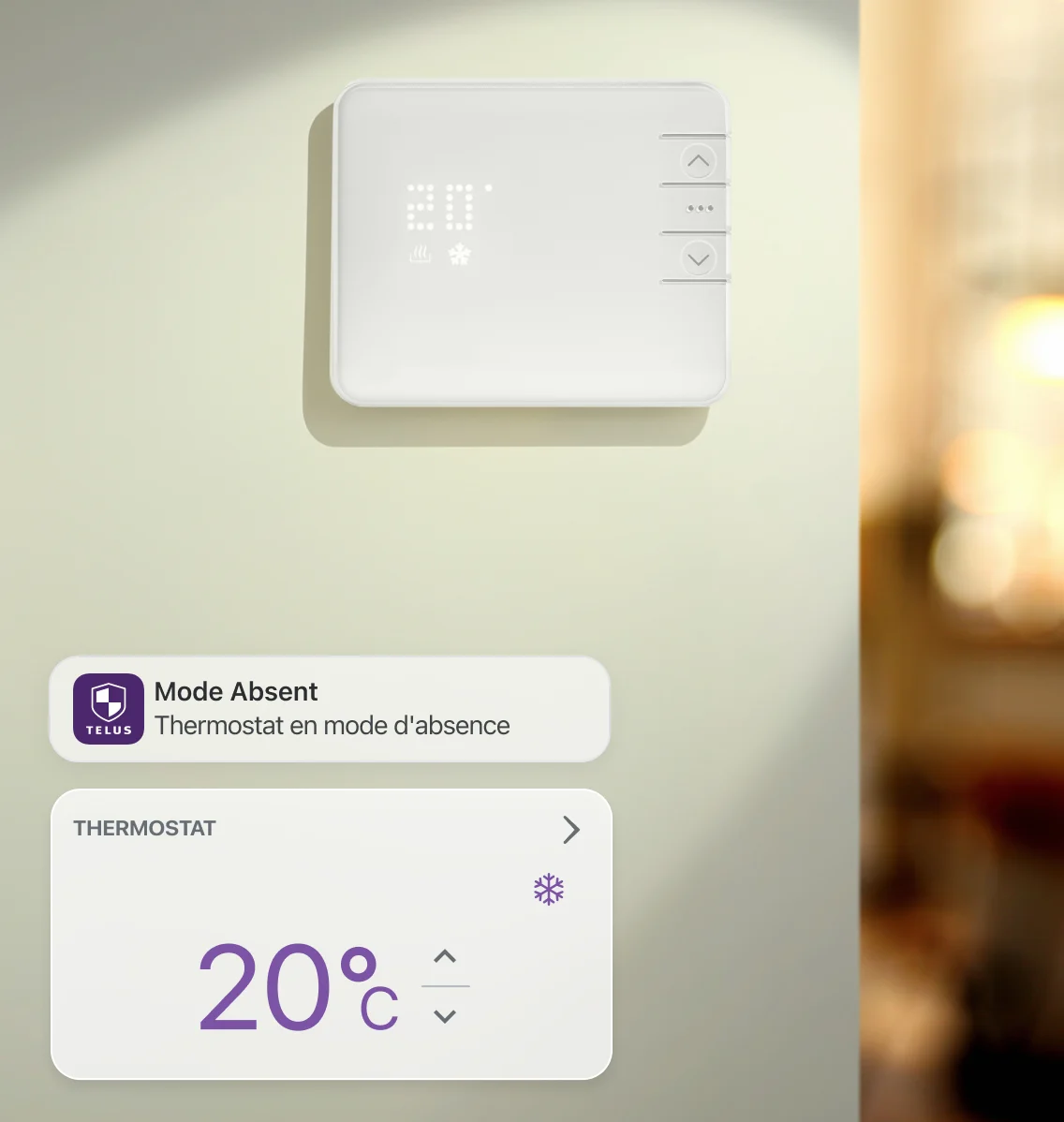 un thermostat avec notifications et réglage de la température