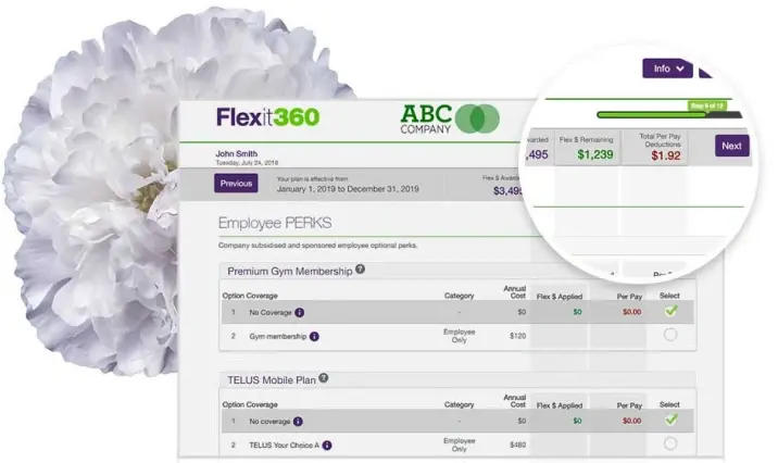 une capture d'écran affichant l'interface de Flexit360