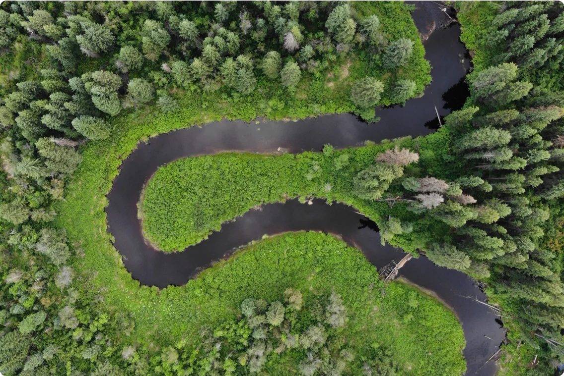 Photographie aérienne de Kotcho Creek, Colombie-Britannique
