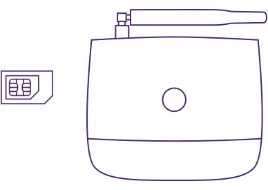 Insertion d’une carte SIM dans un terminal de téléphonie résidentielle mobile.