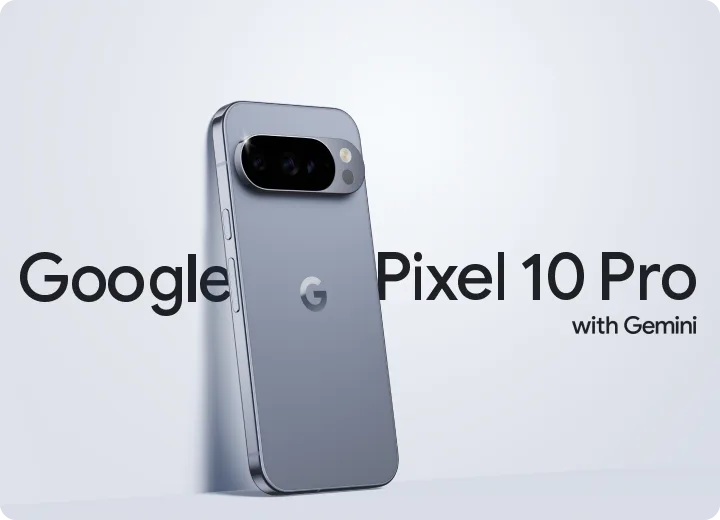 Front and back views of the Google Pixel 10. 