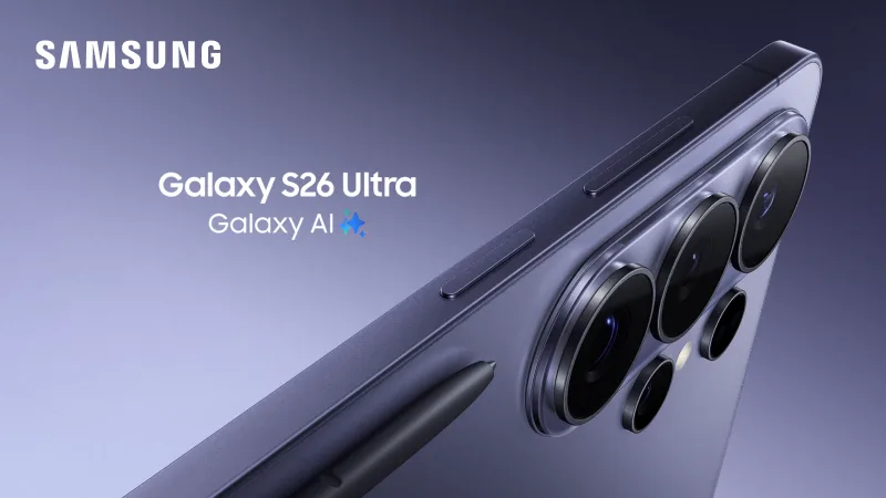 Top back view of Samsung Galaxy S26 Ultra.