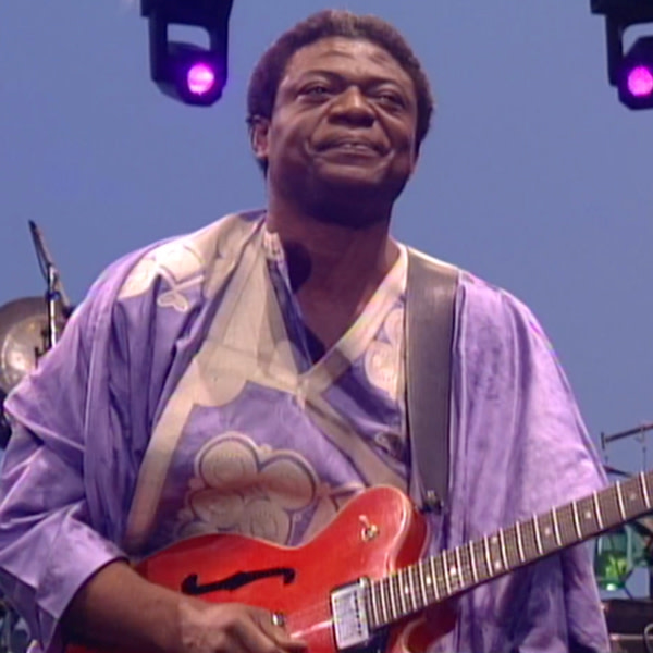 Vincent Nguini during the performance of "Train in the Distance."