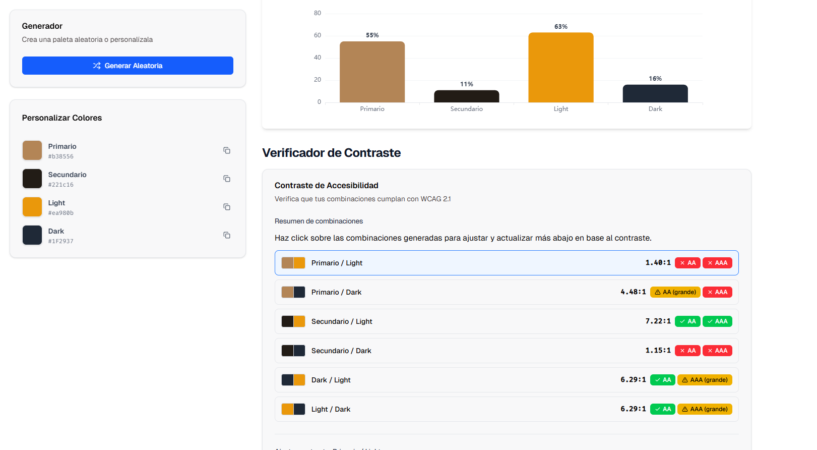 Generador de paletas y Contrast-checker