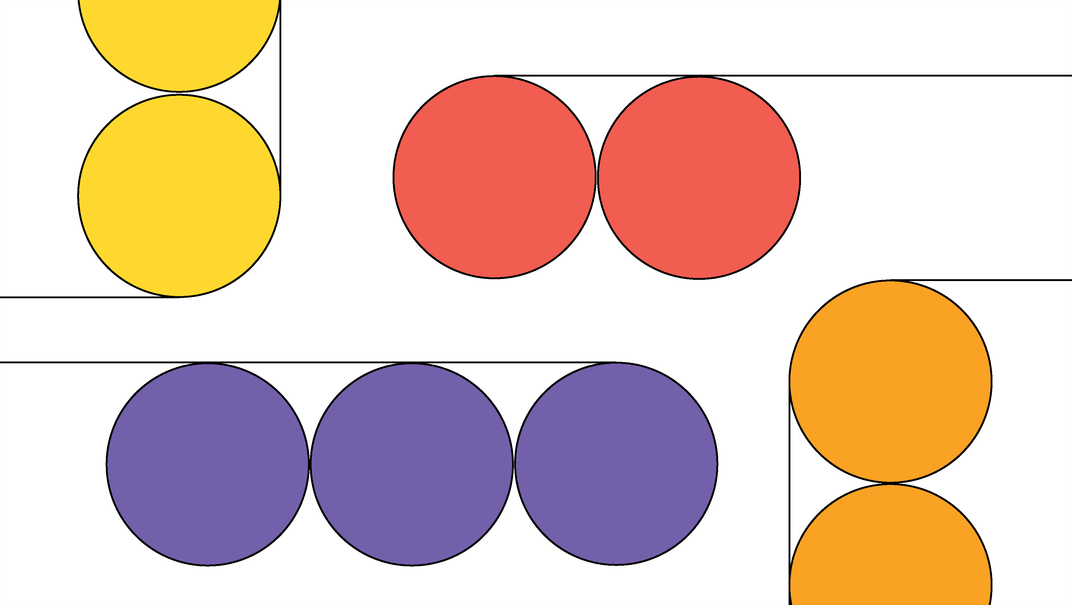 Abstract image of yellow, red, purple, and orange circles connected with thin lines.