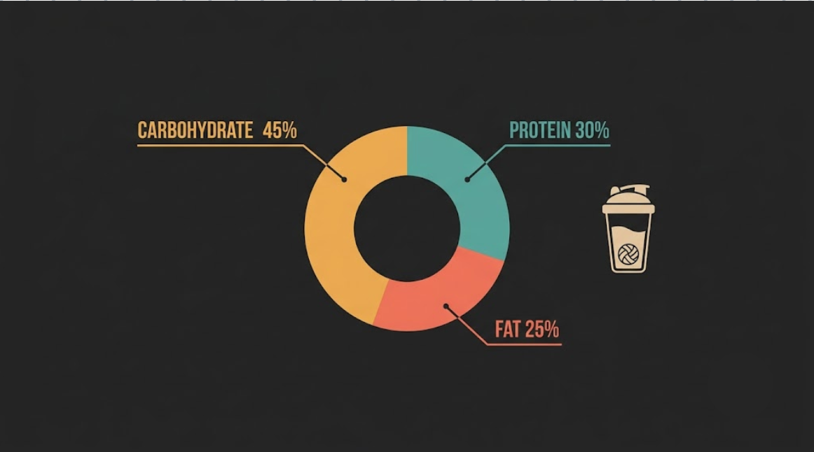 Chart showing the carbohydrate, protein, and fat breakdown of a mass gainer serving