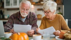 Older couple reviewing plans