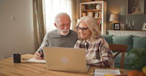 Older couple planning