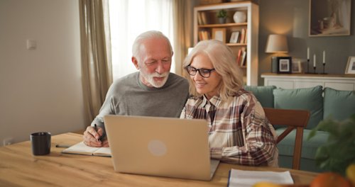 Older couple planning