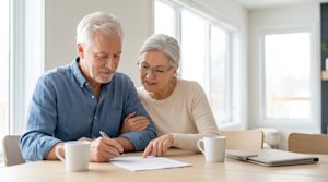 Older couple planning