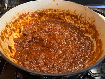 A pot of Texas beef chili.