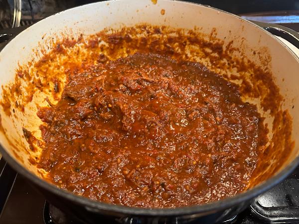 A pot of Texas beef chili.