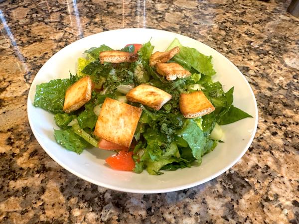 A bowl of fatoush salad