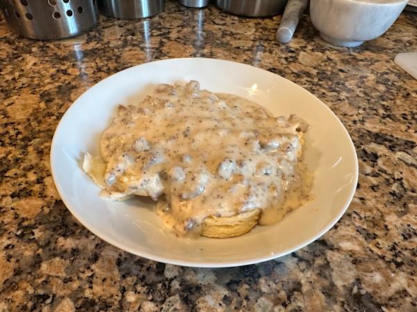 Biscuits and sausage gravy.