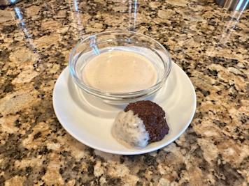 A dish of tahini sauce.
