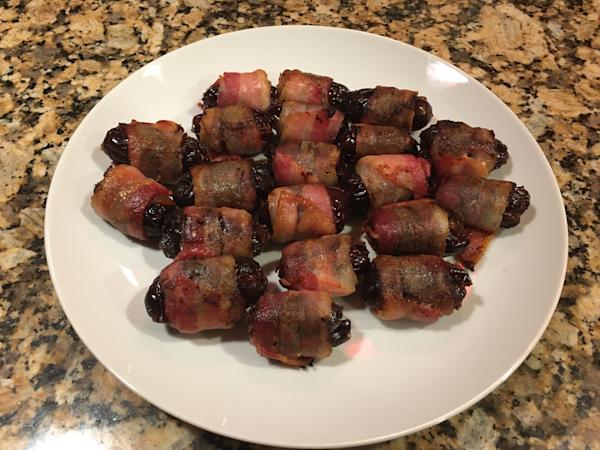 A plate of bacon-wrapped dates