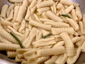 Fresh made cavatelli in butter and sage.